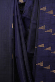 Navy Blue Raw Silk Saree - SRNBRSS1105