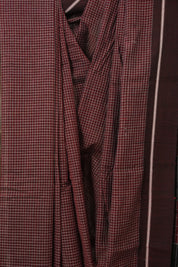 Maroon Big Checks Cotton Patteda Anchu Saree - SRMPAS349