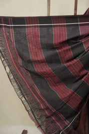 Maroon Big Checks Cotton Patteda Anchu Saree - SRMPAS349