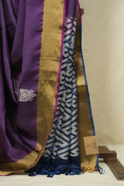 Blue -Pink Soft Silk Saree - SRBPSSS439