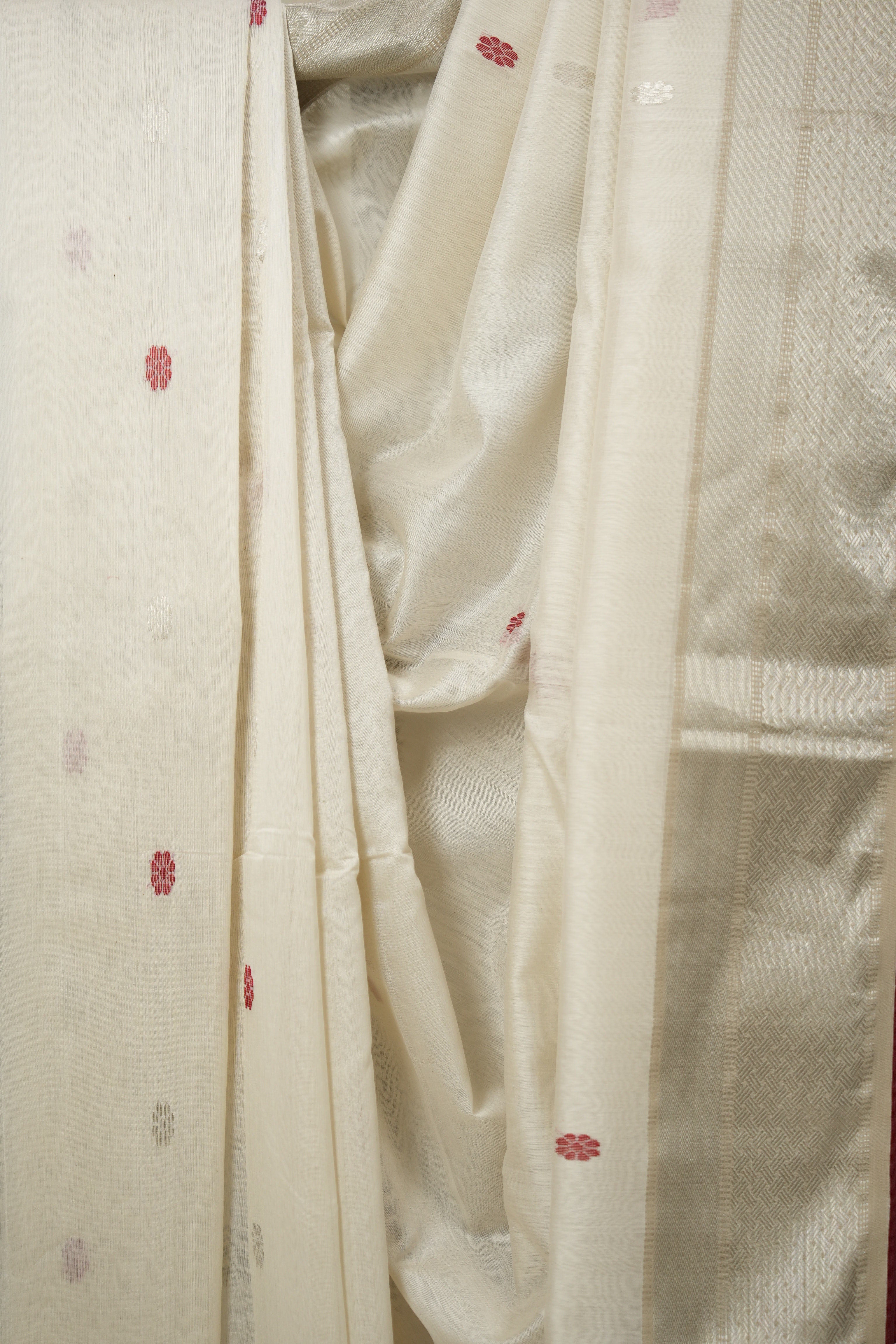 White Maheshwari Saree - SRWMS1049