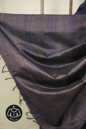 Navy Blue Raw Silk Saree - SRNBRSS1105