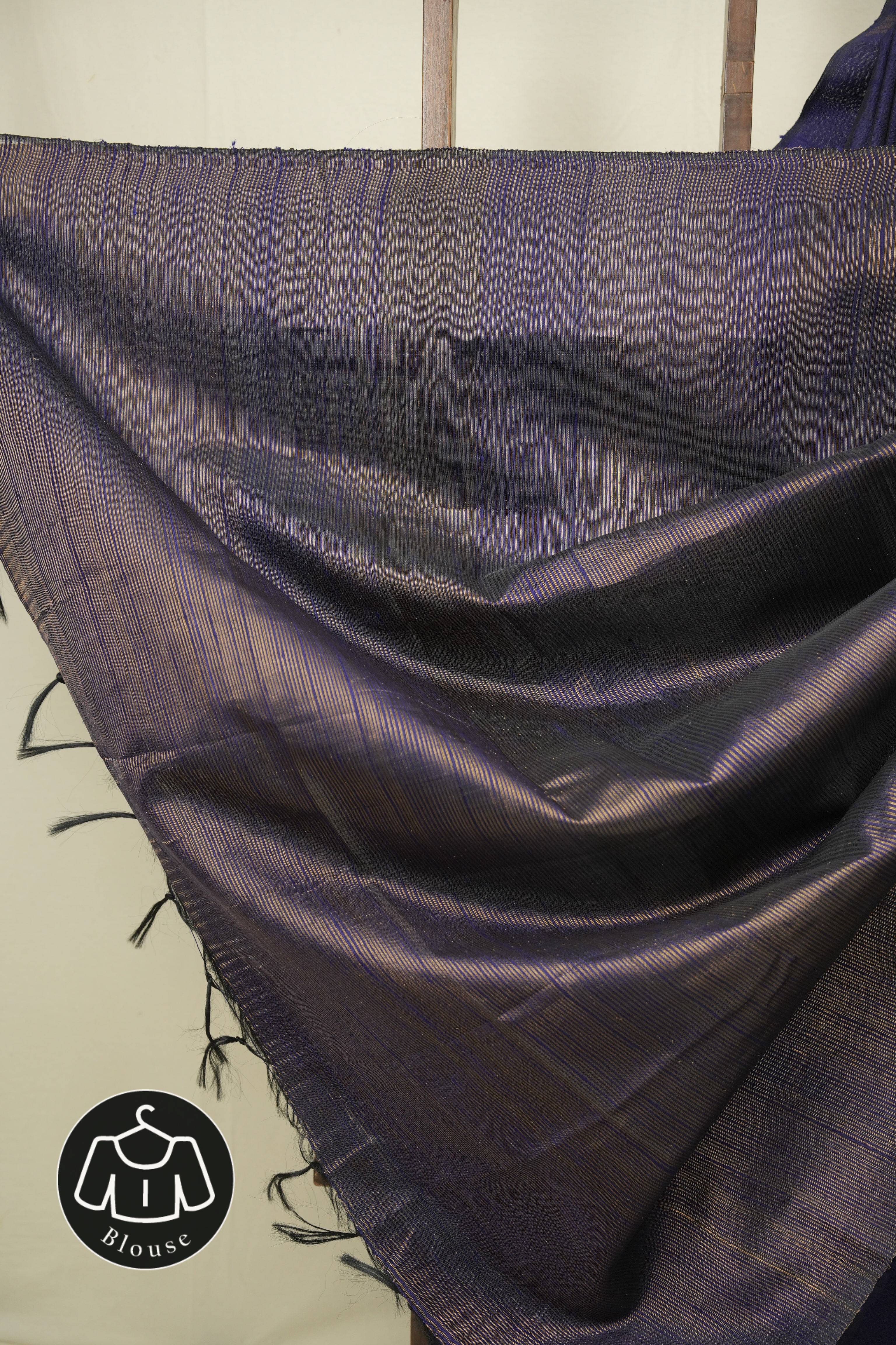 Navy Blue Raw Silk Saree - SRNBRSS1105