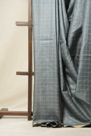 Ash Grey Tussar Silk Saree - SRAGTSS1647