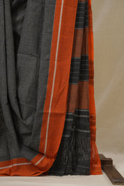 Black Small Checks Cotton Patteda Anchu Saree - SRBPAS348