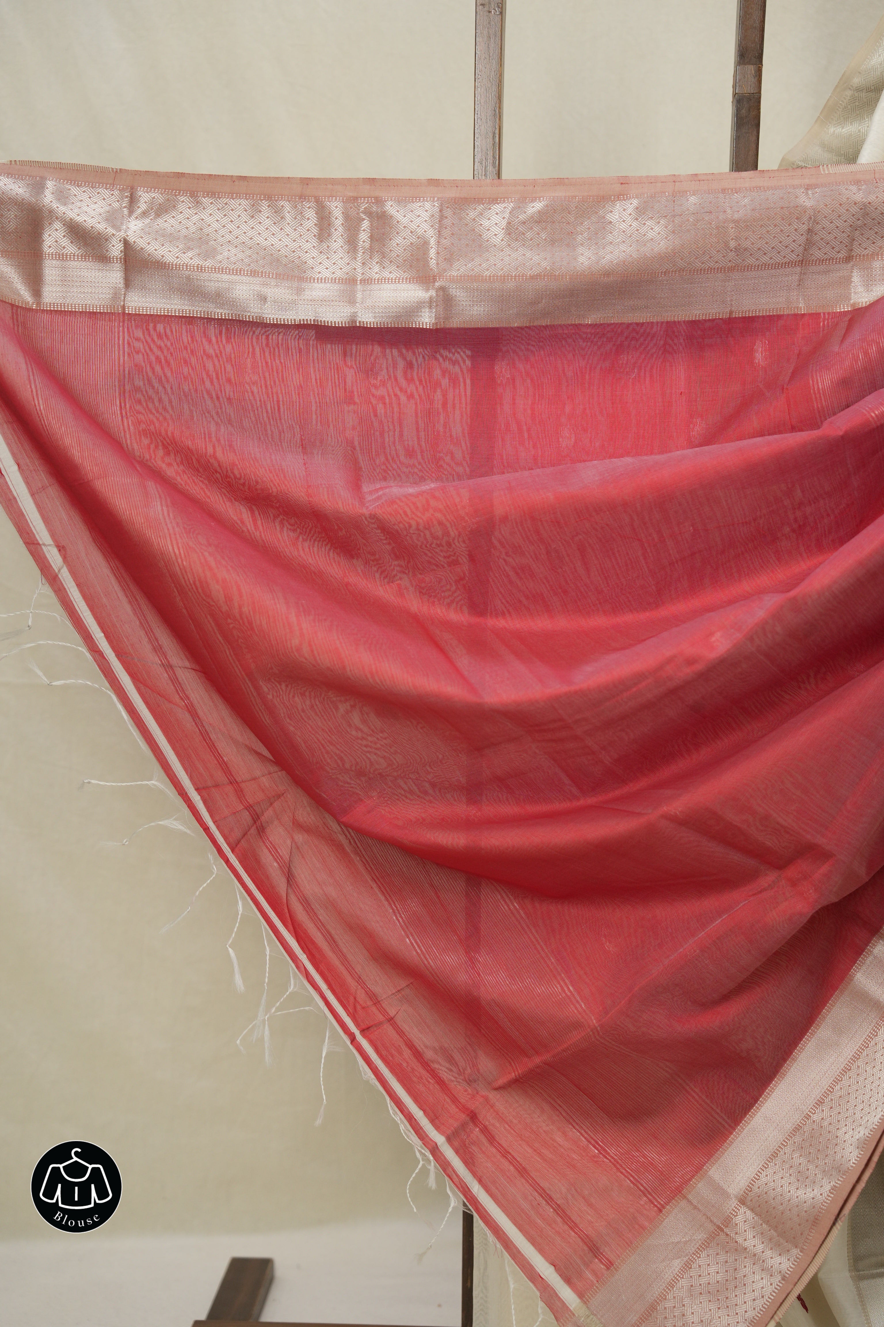 White Maheshwari Saree - SRWMS1049