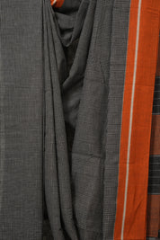 Black Small Checks Cotton Patteda Anchu Saree - SRBPAS348