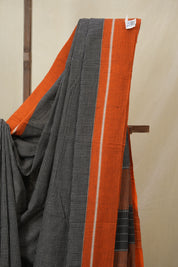 Black Small Checks Cotton Patteda Anchu Saree - SRBPAS348