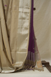 Sand Beige Maheshwari Saree - SRSBMS1048
