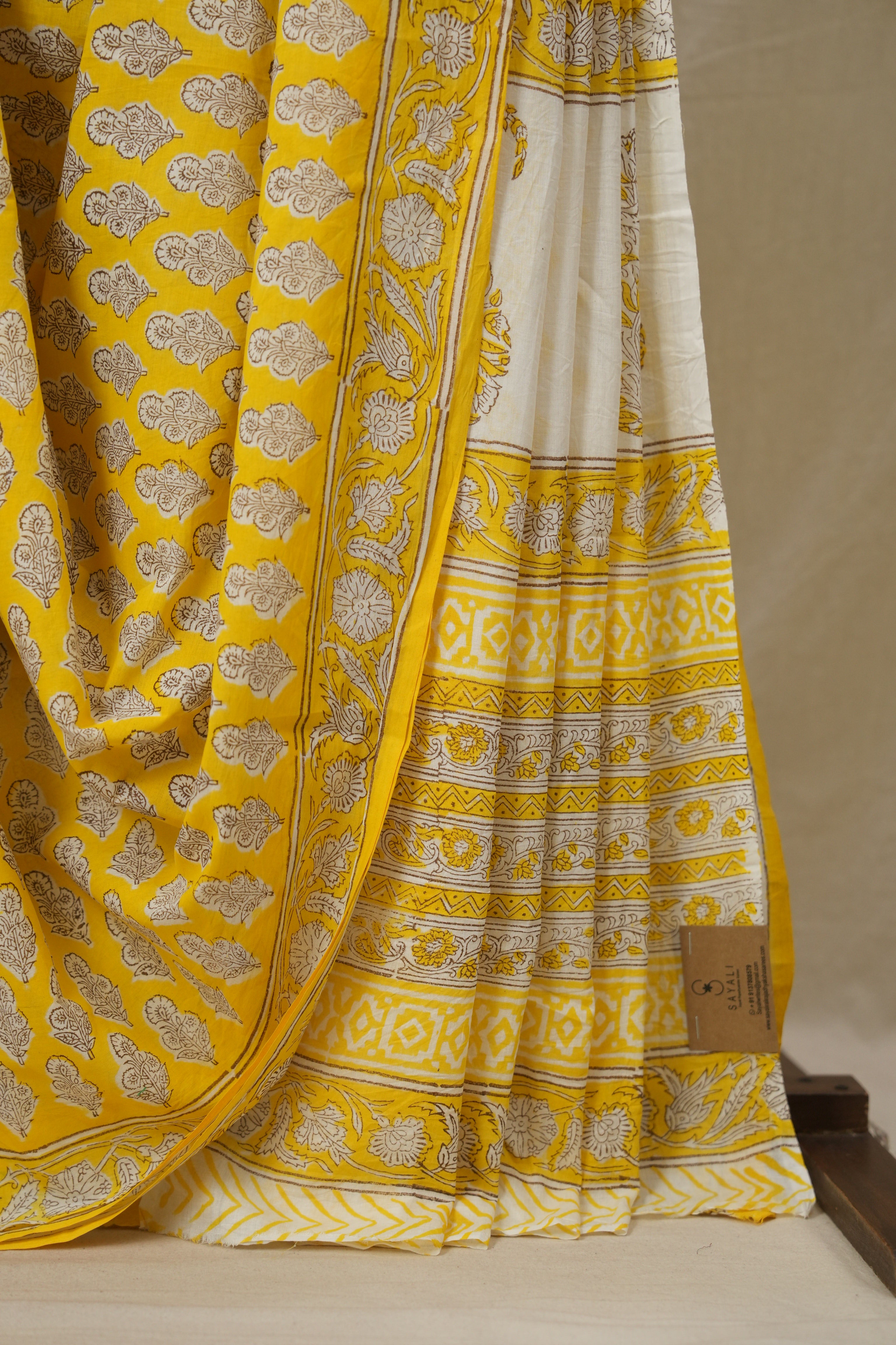 Yellow HBP Cotton Saree - SRYCS3386