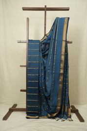 Peacock Blue Maheshwari Saree - SRPBMS1166