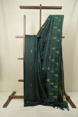 Bottle Green Raw Silk Saree - SRBGRSS1108