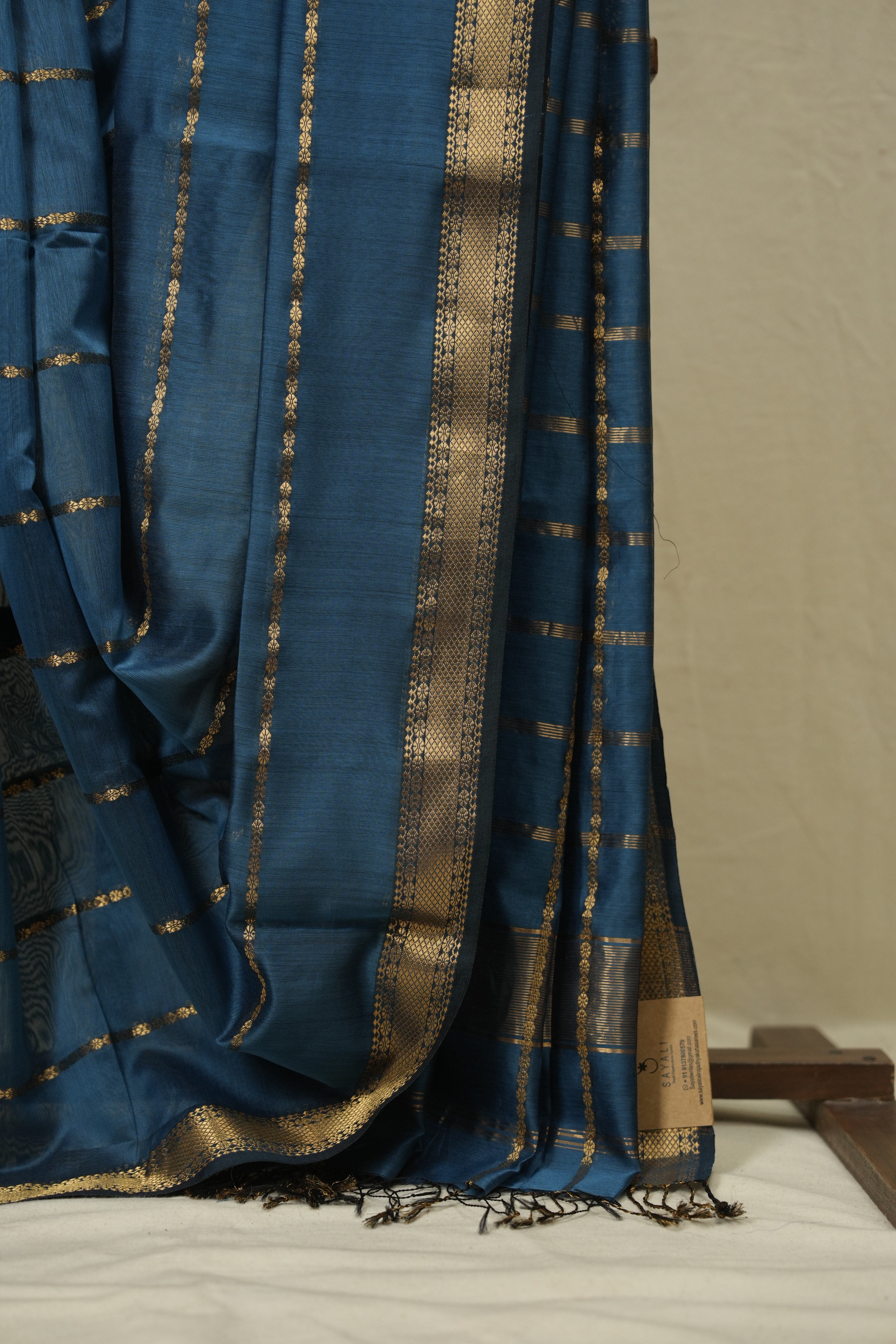Peacock Blue Maheshwari Saree - SRPBMS1166