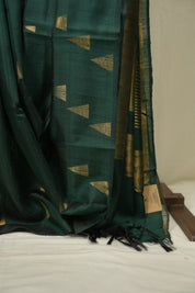 Bottle Green Raw Silk Saree - SRBGRSS1108
