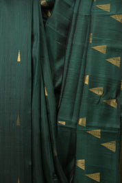 Bottle Green Raw Silk Saree - SRBGRSS1108
