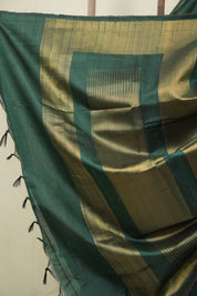 Bottle Green Raw Silk Saree - SRBGRSS1108