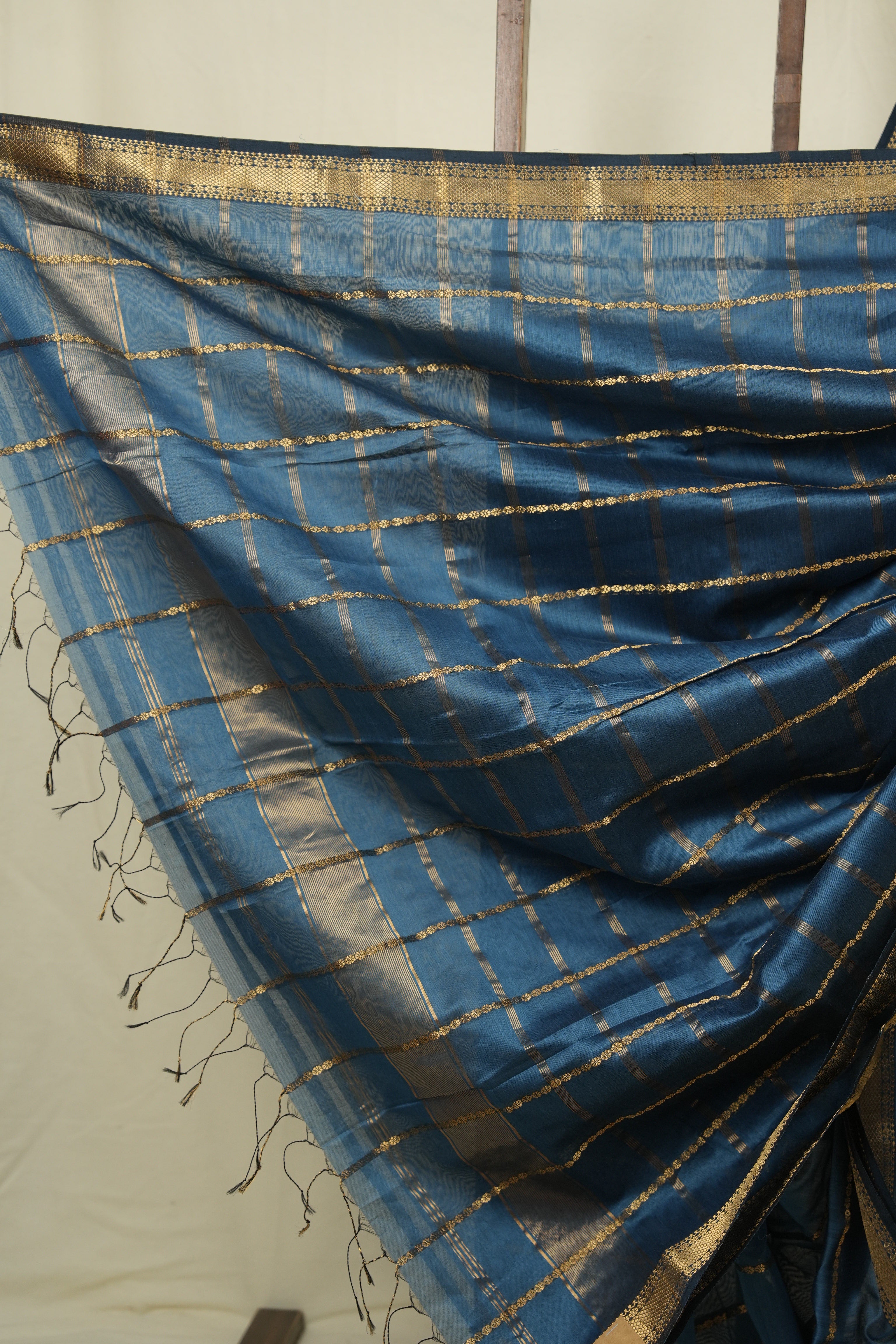 Peacock Blue Maheshwari Saree - SRPBMS1166