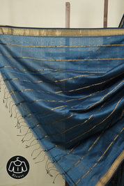 Peacock Blue Maheshwari Saree - SRPBMS1166