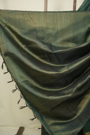 Bottle Green Raw Silk Saree - SRBGRSS1108