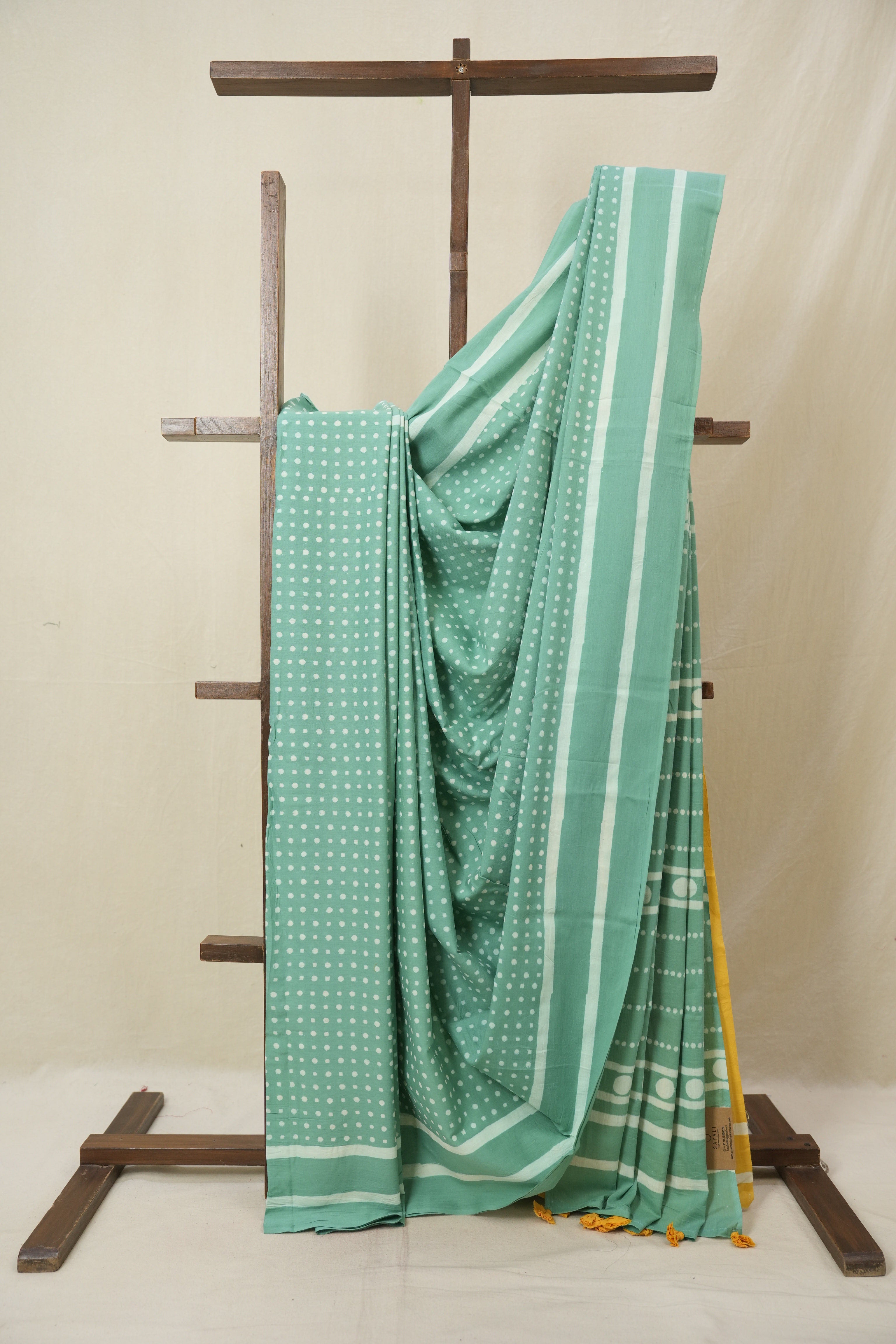 Aqua Green HBP Cotton Saree - SRAGCS3385