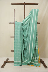 Aqua Green HBP Cotton Saree - SRAGCS3385