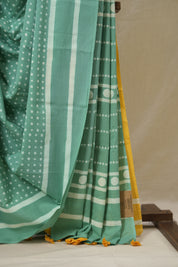 Aqua Green HBP Cotton Saree - SRAGCS3385
