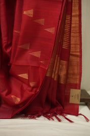 Red Raw Silk Saree - SRRRSS1109