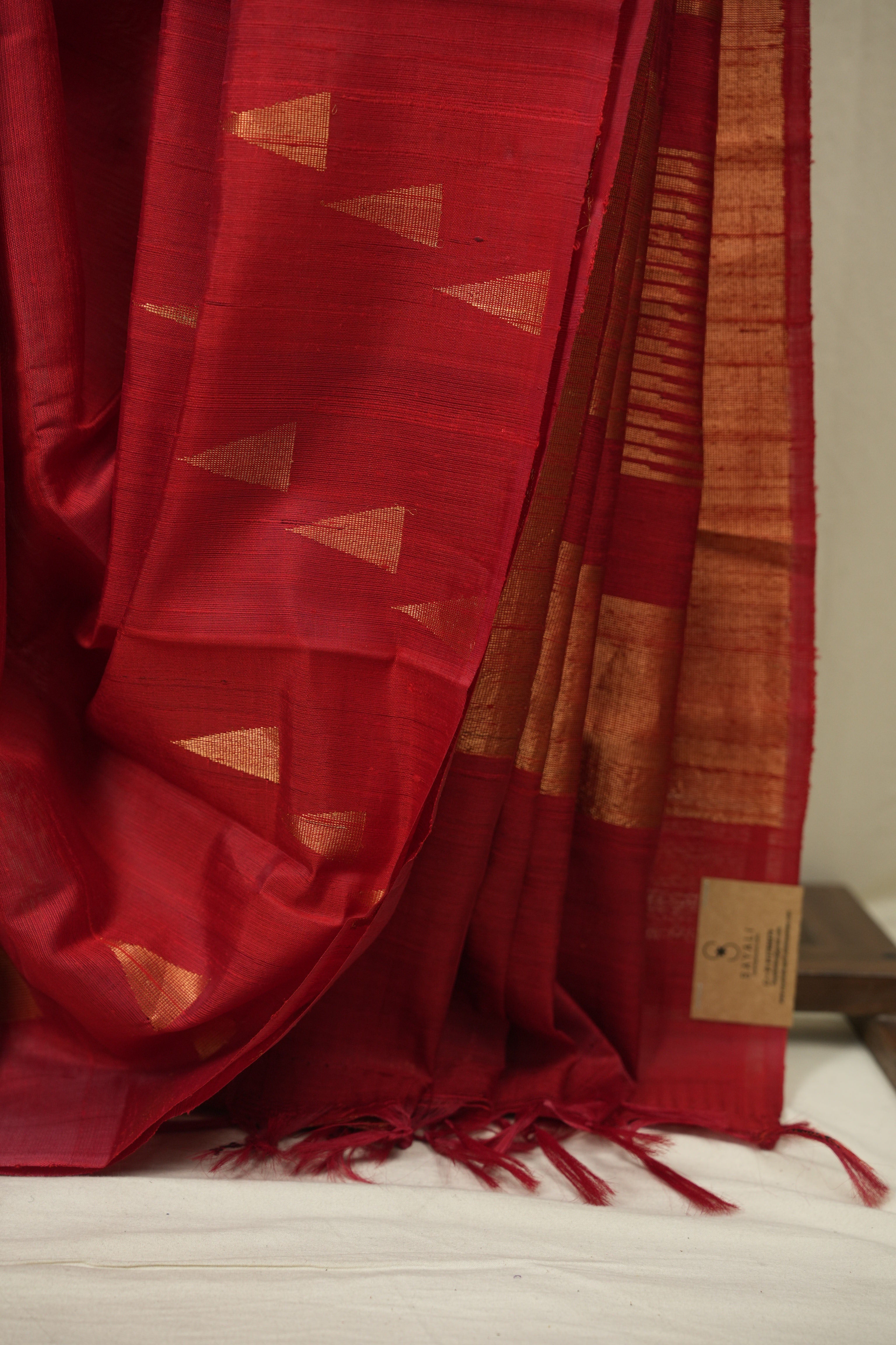 Red Raw Silk Saree - SRRRSS1109