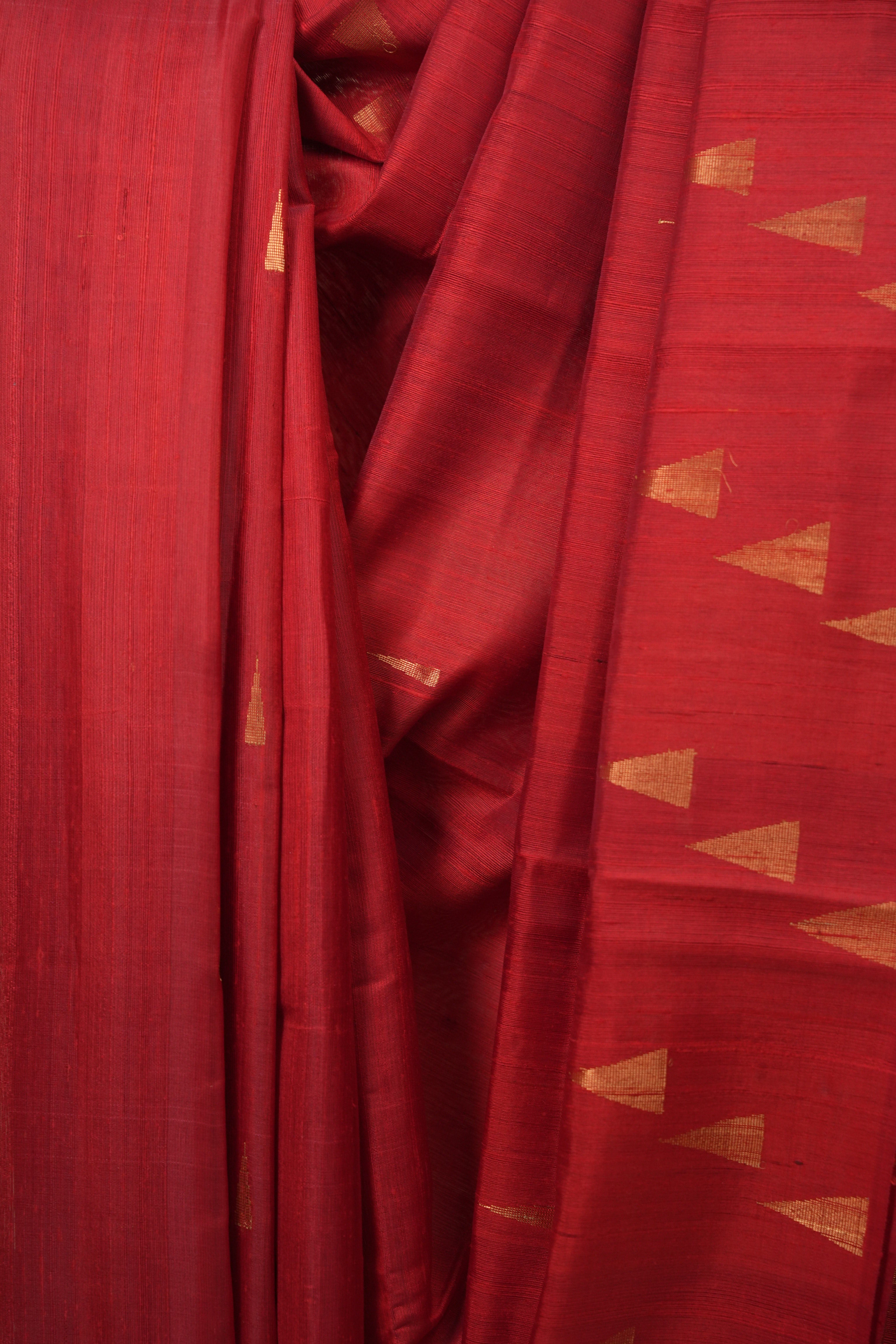 Red Raw Silk Saree - SRRRSS1109