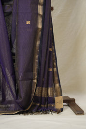 Dark Violet Maheshwari Tissue Saree - SRDVMTS730