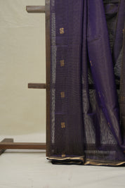 Dark Violet Maheshwari Tissue Saree - SRDVMTS730
