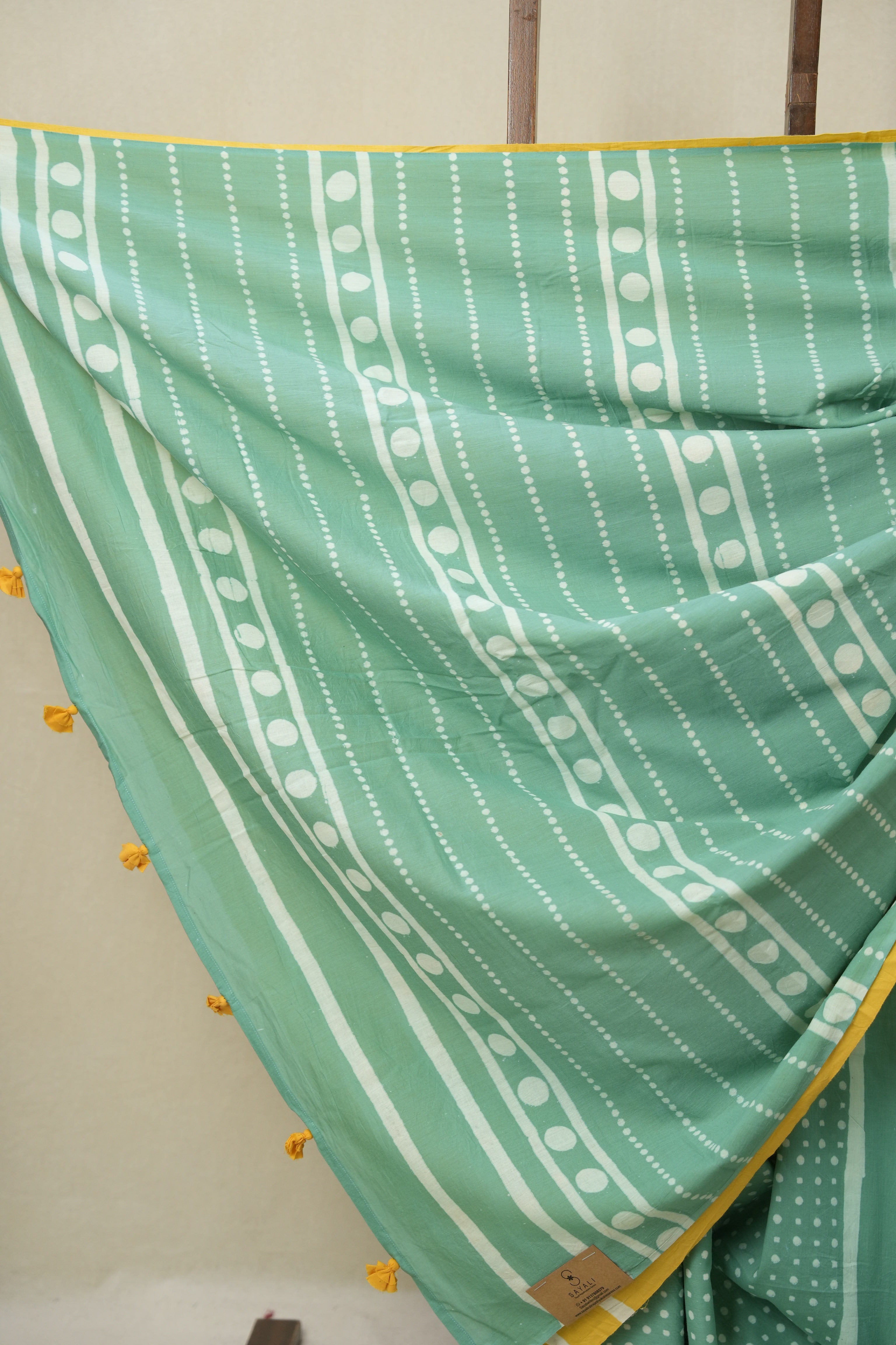 Aqua Green HBP Cotton Saree - SRAGCS3385