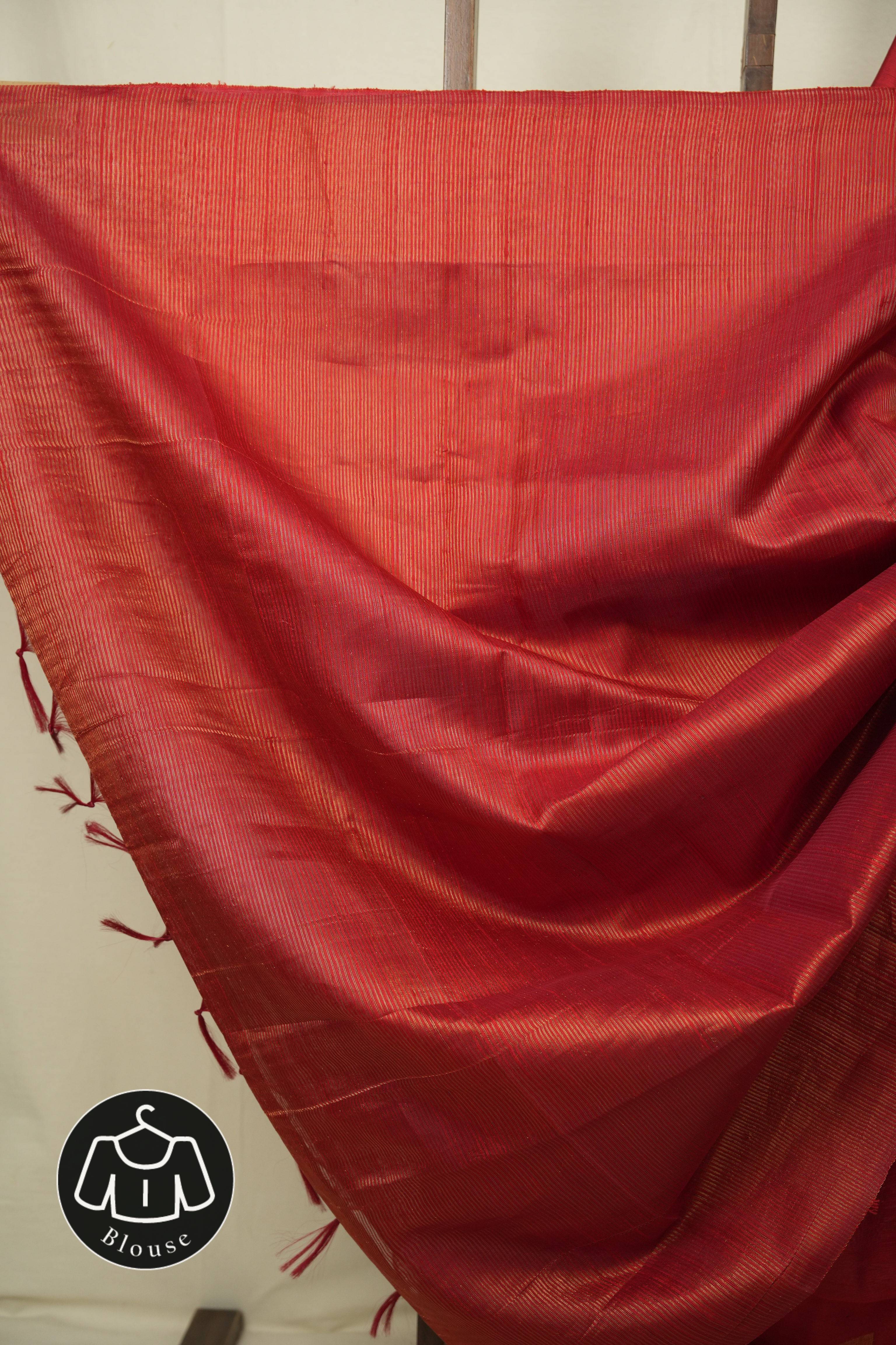 Red Raw Silk Saree - SRRRSS1109