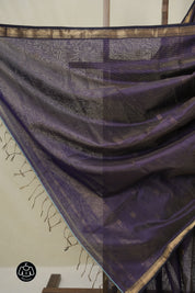 Dark Violet Maheshwari Tissue Saree - SRDVMTS730