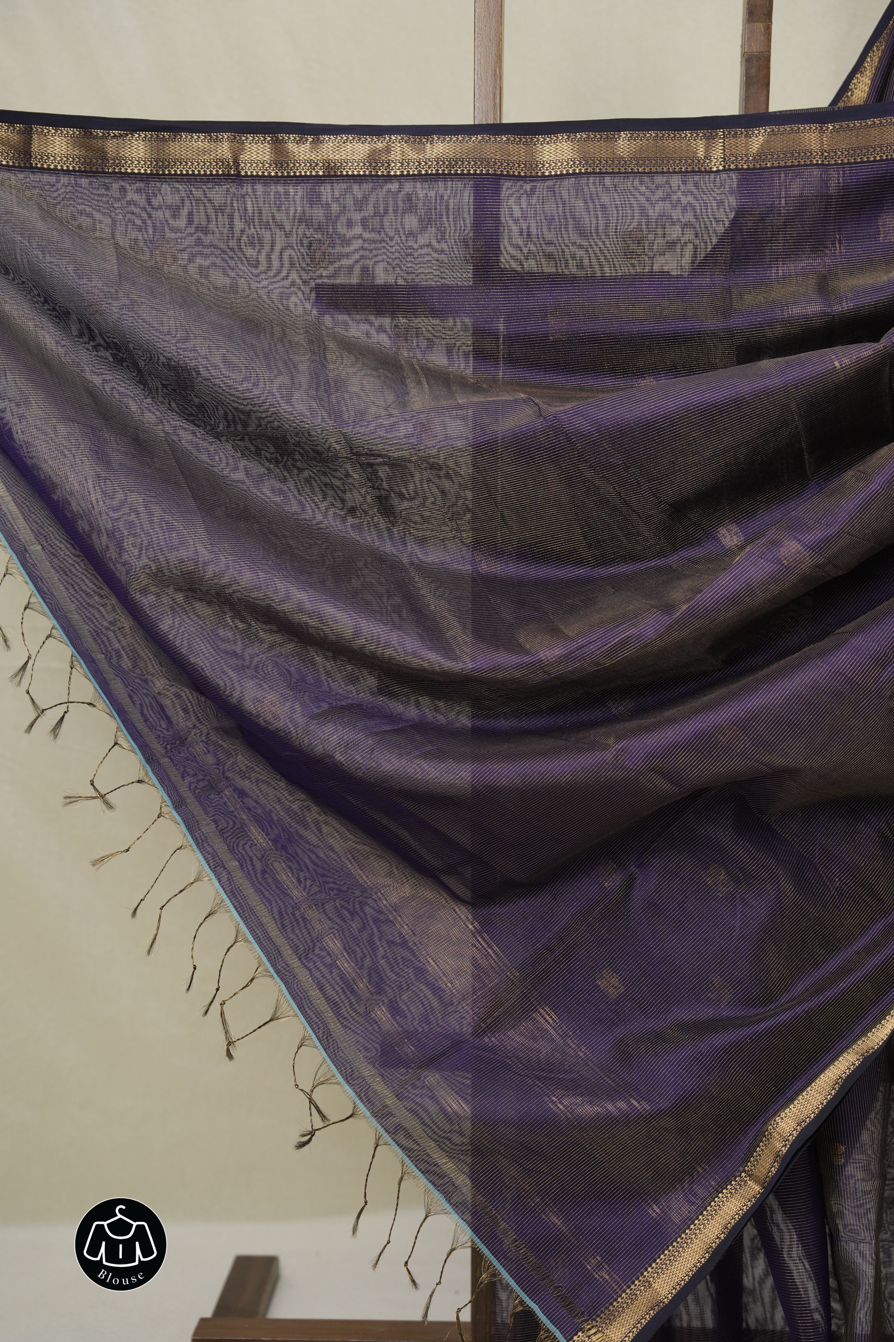 Dark Violet Maheshwari Tissue Saree - SRDVMTS730