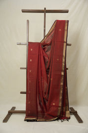 Maroon Maheshwari Tissue Saree - SRMMTS729