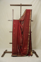 Maroon Maheshwari Tissue Saree - SRMMTS729