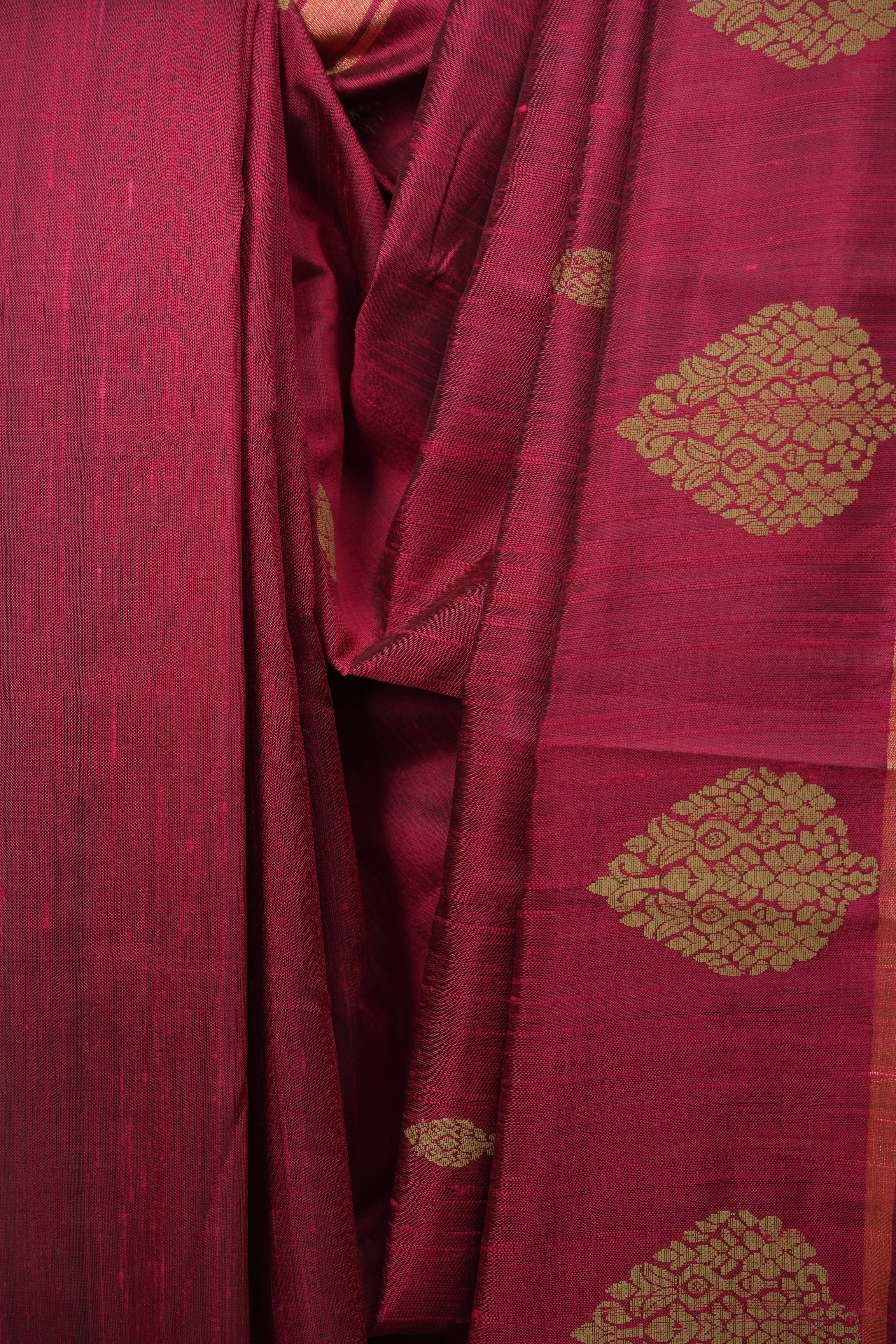 Maroon Raw Silk Saree - SRMRSS1101