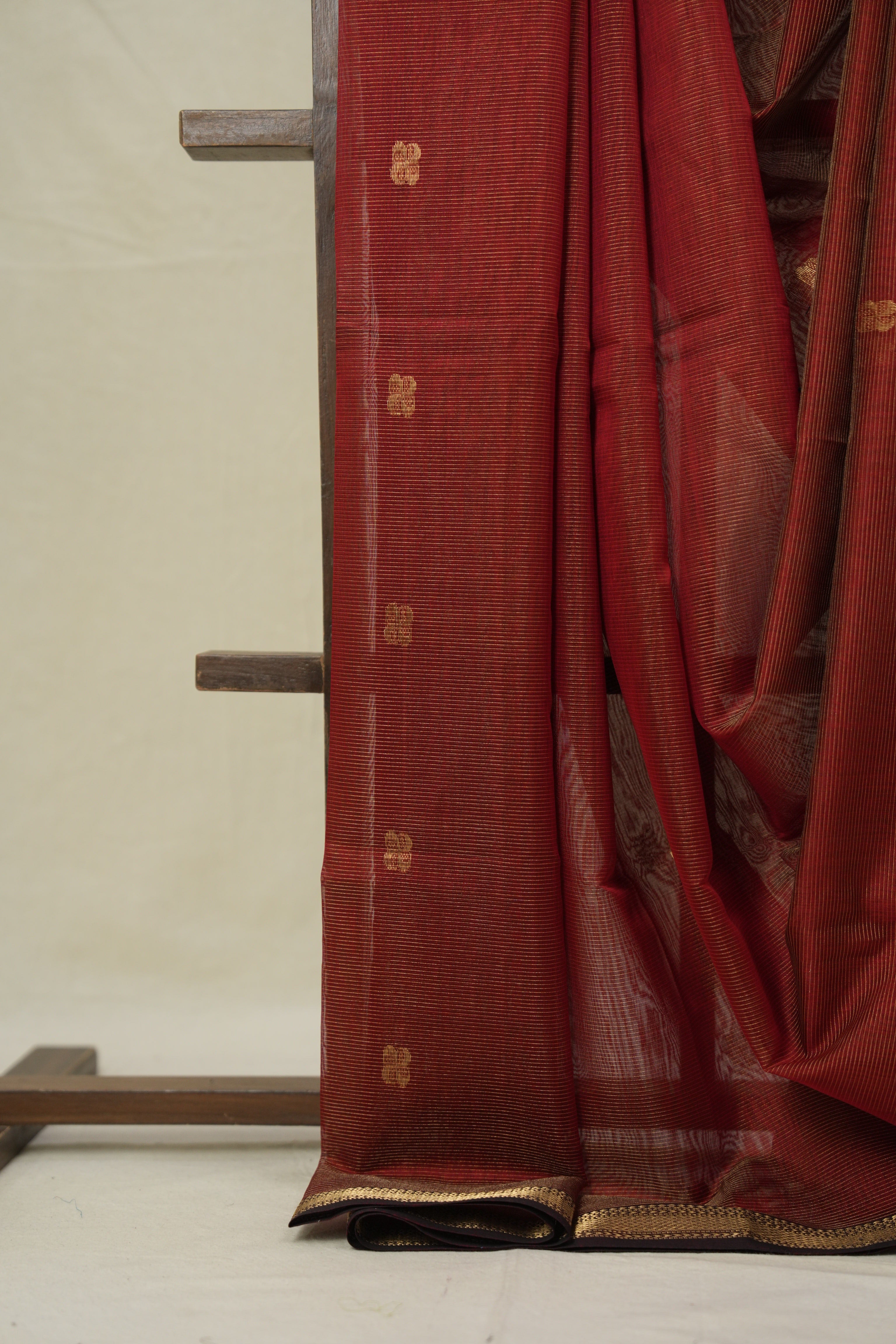 Maroon Maheshwari Tissue Saree - SRMMTS729