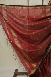 Maroon Maheshwari Tissue Saree - SRMMTS729