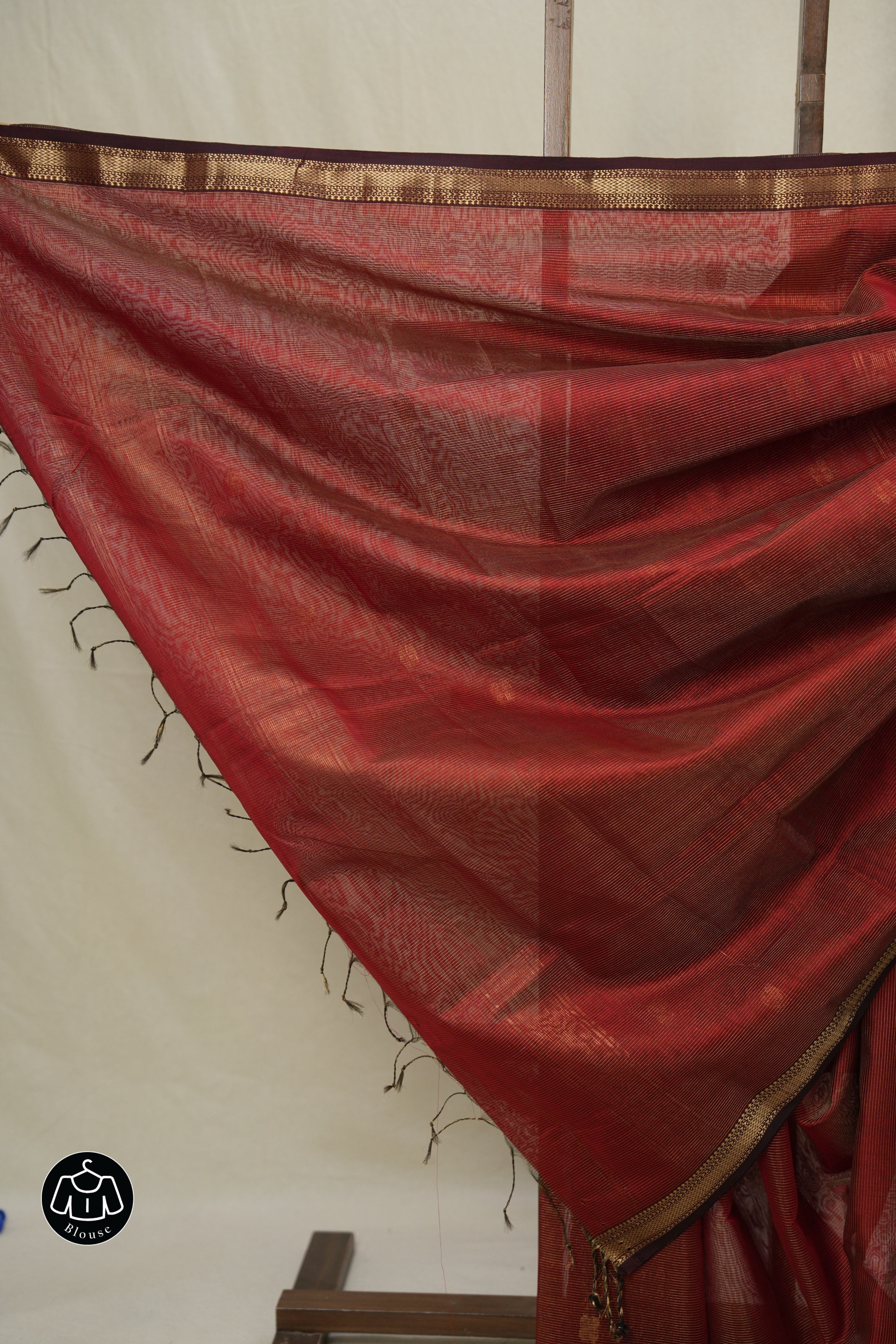 Maroon Maheshwari Tissue Saree - SRMMTS729