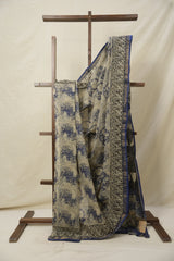 Blue White HBP Kota Doria Saree - SRBWKDS168