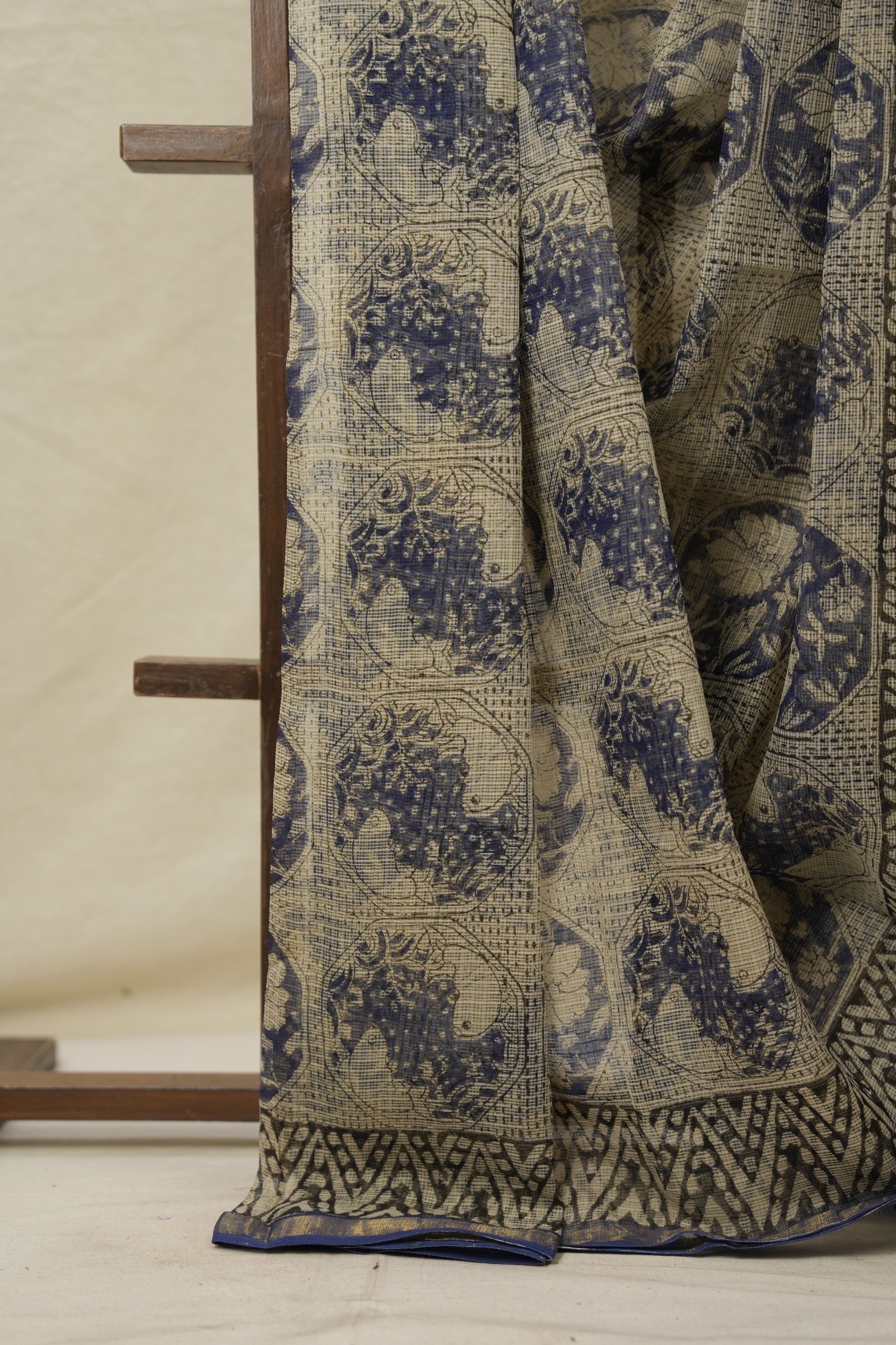 Blue White HBP Kota Doria Saree - SRBWKDS168