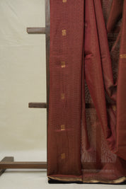 Rust Maroon Maheshwari Tissue Saree - SRRMMTS728