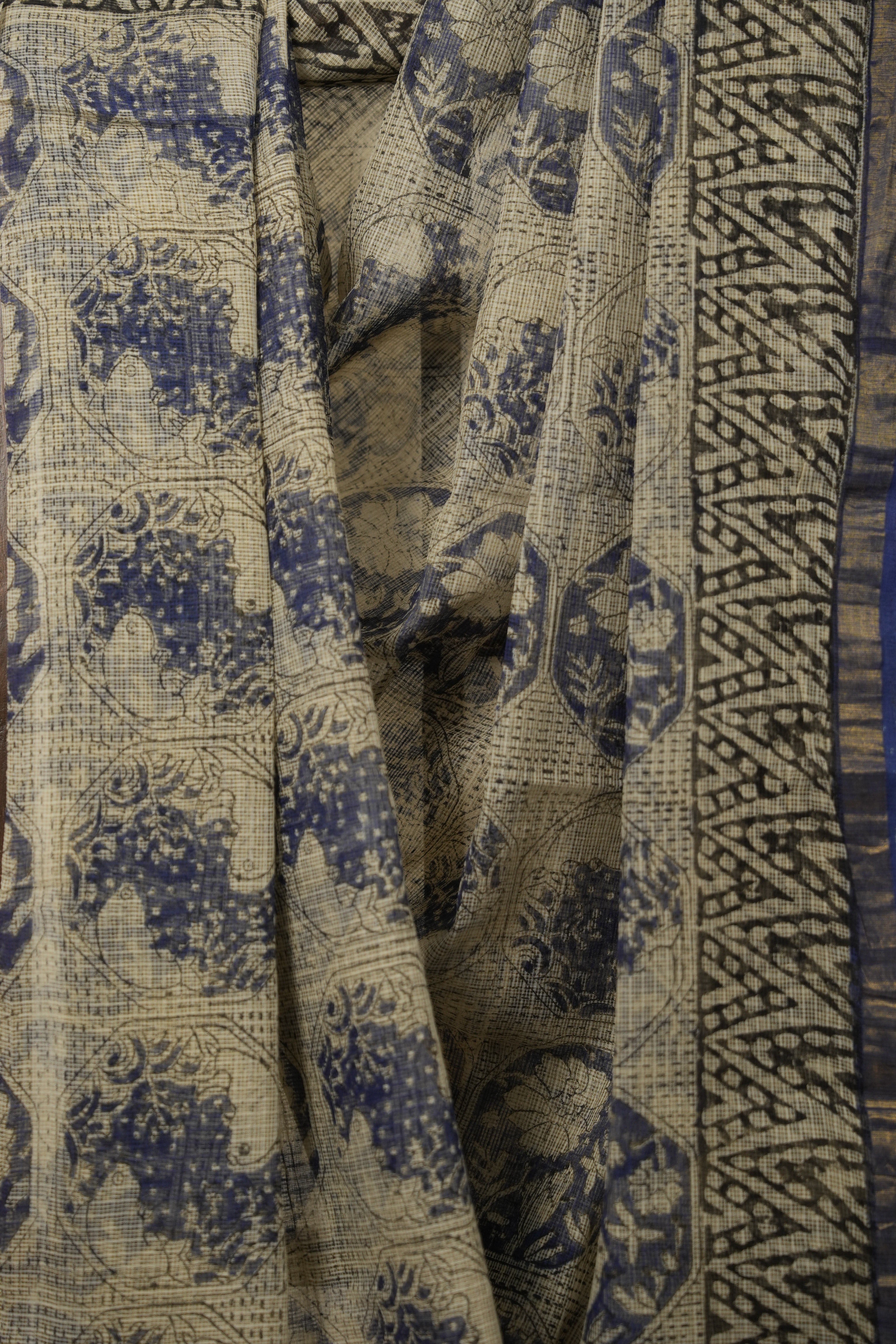 Blue White HBP Kota Doria Saree - SRBWKDS168