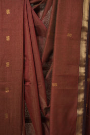 Rust Maroon Maheshwari Tissue Saree - SRRMMTS728