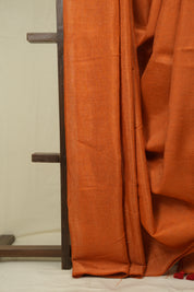 Orange Plain Tissue Linen Saree With Tassels - SROPTLS303