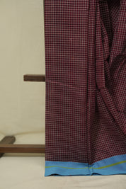 Maroon Checks Cotton Patteda Anchu Saree - SRMPAS358