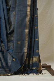 Peacock Blue Maheshwari Tissue Saree - SRPBMTS727