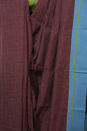 Maroon Checks Cotton Patteda Anchu Saree - SRMPAS358